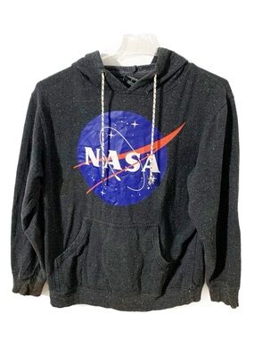 Buzz Aldrin NASA Pullover Hooded Sweatshirt Dark Gray / White Flecks Sweatshirt